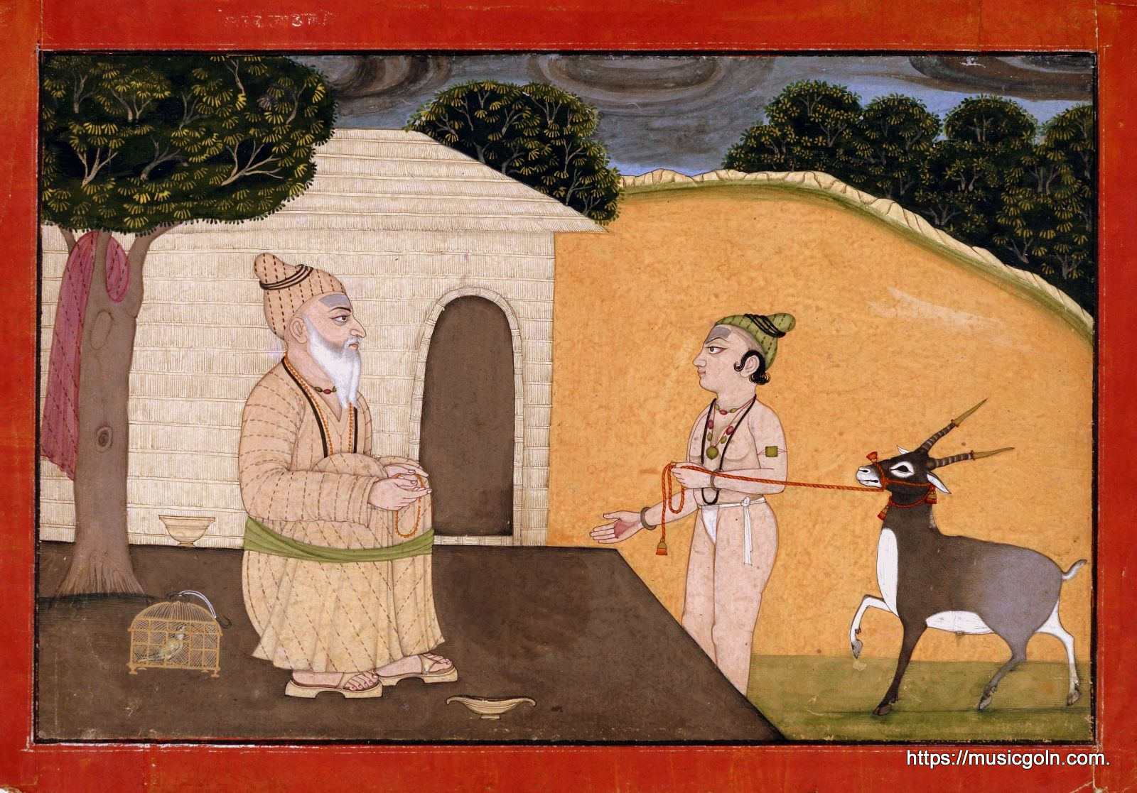 ঐতিহ্যগত গুরু-শিষ্য সম্পর্ক - জলরঙ, পাঞ্জাব হিলস, ভারত, ১৭৪০